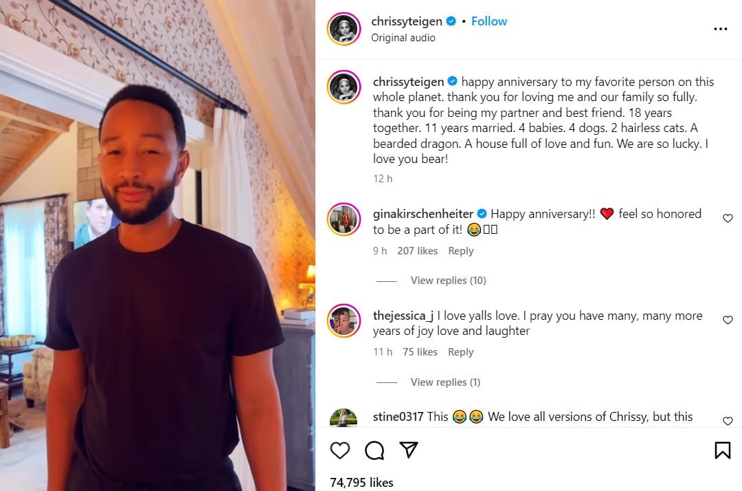 John Legend and Chrissy Teigen rave about 11 happy years of marriage