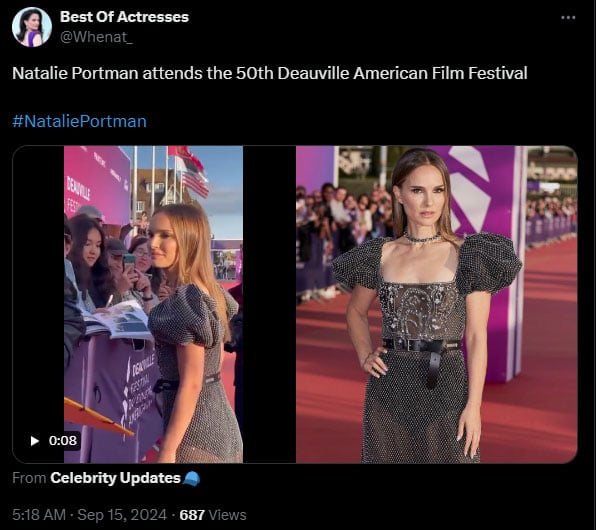 Natalie Portman recently attended Deauville American Film Festival in France