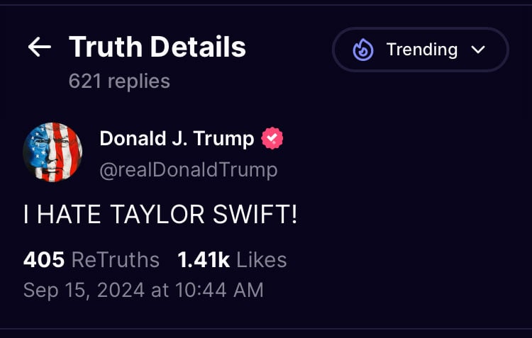 Donald Trump reacts to Taylor Swift support for rival