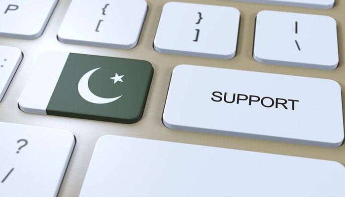 A representational image of a sticker of the Pakistani flag on a keyboard. — Freepik/File