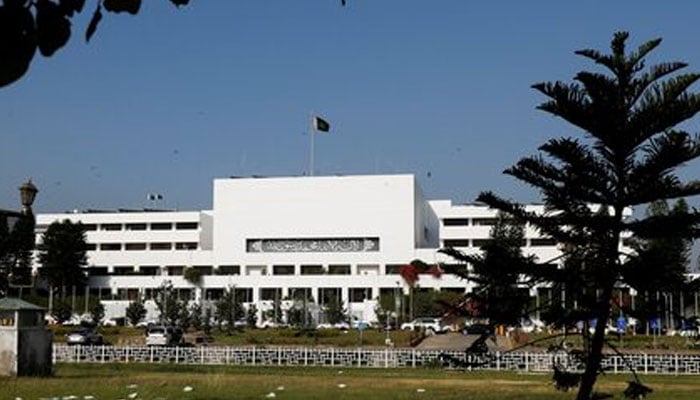 A general view of the Parliament House building in Islamabad on April 10, 2022. — Reuters