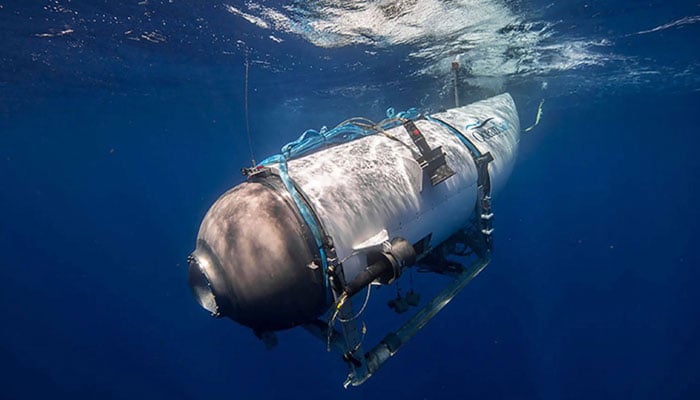 An undated image shows the OceanGate Expeditions Titan submersible beginning a descent. — AFP/File