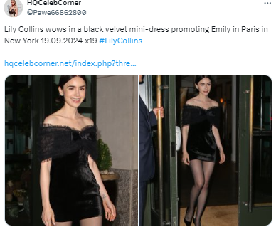 Lily Collins glams up in black for Emily In Paris promo event