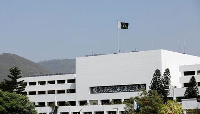 A general view of the parliament building in Islamabad on March 25, 2022. — Reuters