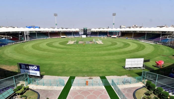 A general view of the historical National Bank Stadium, previously known as National Stadium Karachi, on March 4, 2021 in Karachi, Sindh, Pakistan. — Reuters