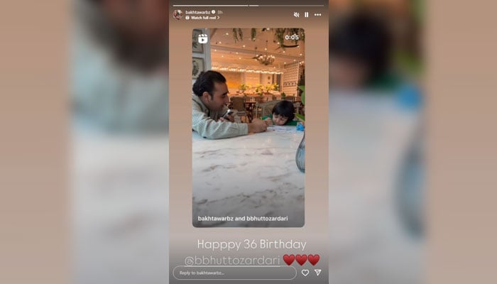 A screenshot showing Bakhtawar Bhutto-Zardaris Instagram story on Pakistan Peoples Party (PPP) Chairman Bilawal Bhutto-Zardaris 36th birthday on September 21, 2024. — Instagram/@bakhtawarbz