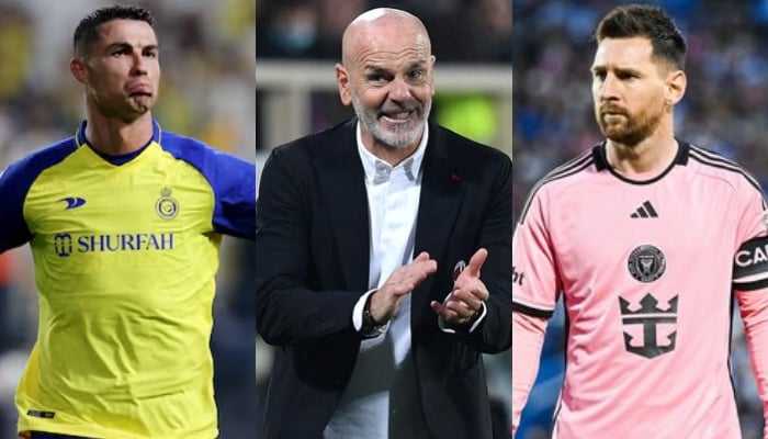 A combination of images showing Al Nassrs Cristiano Ronaldo (left), Al Nassr manager Stefano Pioli (centre) and Inter Miamis Lionel Messi. — Reuters/Files