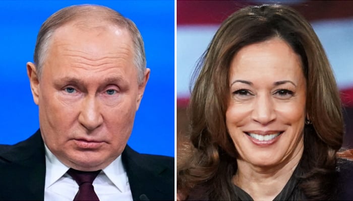 Russian President Vladmir Putin (L) and Vice President of the US and Republican presidential candidate for US election, Kamala Harris. — AFP/Reuters/File