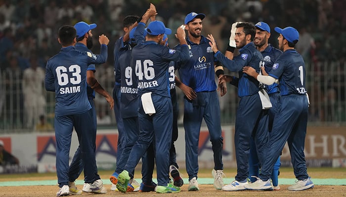 The Panthers celebrating a wicket against the Stallions during the eighth match of the Champions One-Day Cup 2024 on September 21, 2024 at the Iqbal Stadium Faisalabad. — PCB