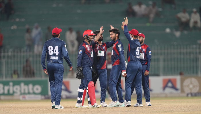 Dolphins players seen celebrating after taking a wicket against Lions on September 22, 2024.— PCB