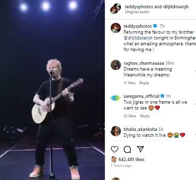 Ed Sheeran shocks crowd with surprise appearance at Diljit Dosanjhs concert