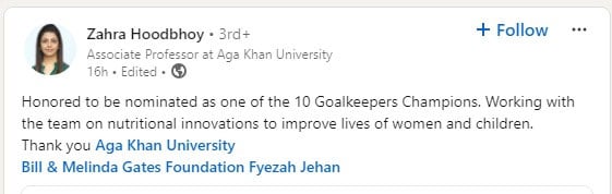 - Screengrab/LinkedIn/Zahra Hoodbhoy