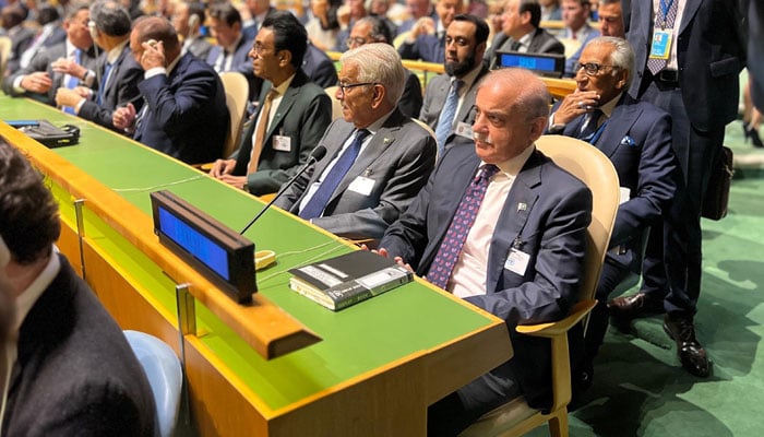 Prime Minister Shehbaz Sharif attends the opening session of the 79th United Nations General Assembly in New York on September 24, 2024. — PID/File