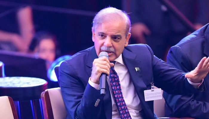 Prime Minister Shehbaz Sharif speaks to at an event on the sidelines of the 79th session of the UN General Assembly on September 25, 2024. — X/@CMShehbaz