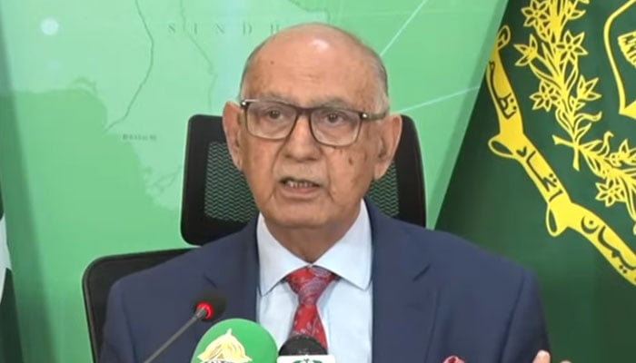 PML-N Senator Irfan Siddiqui addresses press conference in Islamabad on September 25, 2024. — Screengrab via YouTube/Geo News