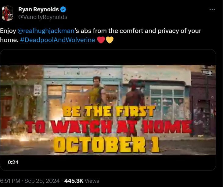 Ryan Reynolds reveals Deadpool & Wolverine second release date