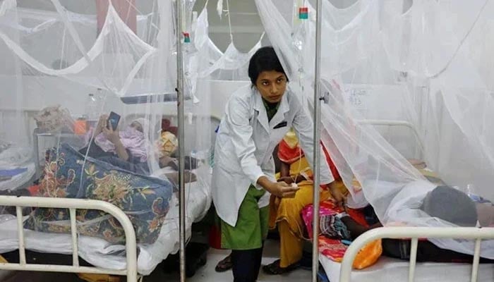 A nurse provides treatment to a dengue-infected patient at the hospital. — Reuters/File