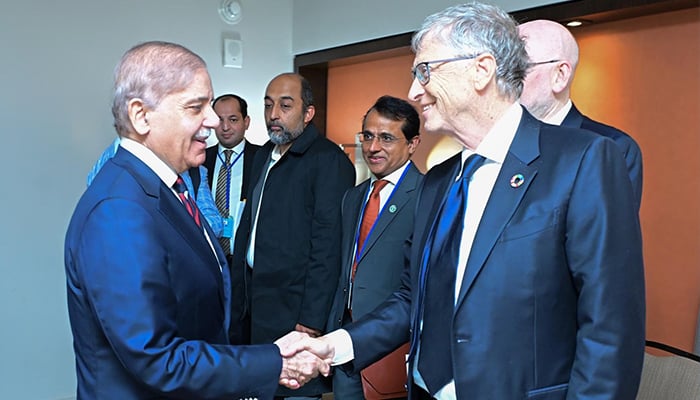 PM Shehbaz Sharif meets Bill & Melinda Gates Foundation founder and co-chair Bill Gates on sidelines of the 79th session of the United Nations General Assembly on September 26, 2024. — PID