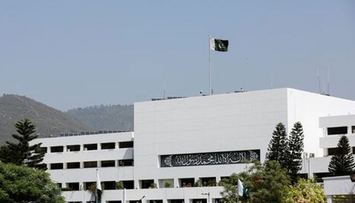 A general view of the parliament building in Islamabad on March 25, 2022. — Reuters