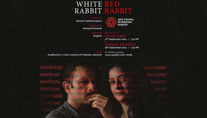 The poster of Iranian writer Nassim Soleimanpour’s play White Rabbit, Red Rabbit. — Instagram/@acpkhiofficial