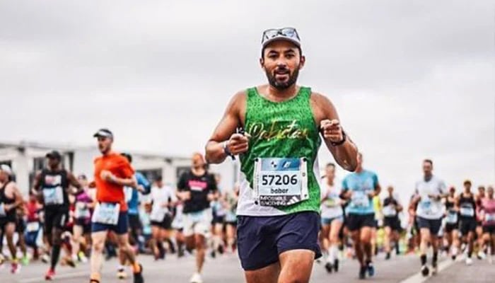 Babar Ghias during 2023 Berlin Marathon. — Instagram/babar_ghias/File