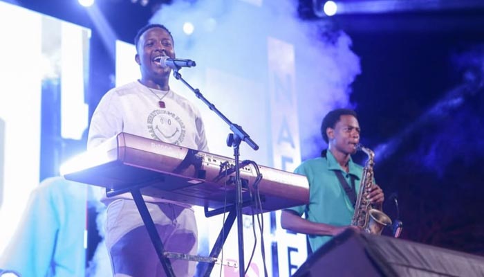 The picture shows a Rwandan band performing at Arts Council in Karachi on September 29, 2024. — Provided by the reporter