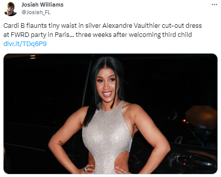 Cardi B reveals shocking figure at Paris Fashion Week post baby birth