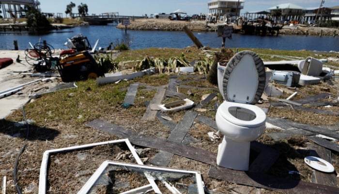 Debris lies where homes were destroyed after Hurricane Helene passed through the Florida panhandle, severely impacting the community in Keaton Beach, Florida, on September 29, 2024. Reuters