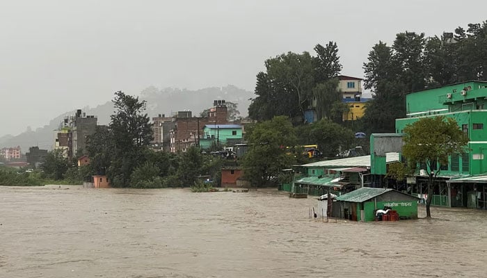 A general view of the overflowing Bagmati River following heavy rains, in Kathmandu, Nepal September 27, 2024. — Reuters