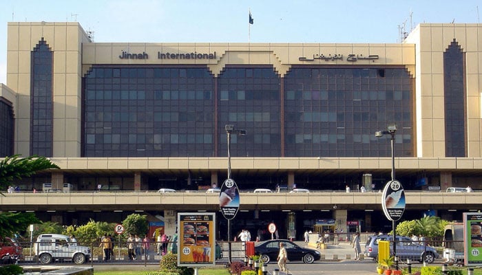 A view of the Jinnah International Airports front facade. — Facebook/Jinnah International Airport Karachi