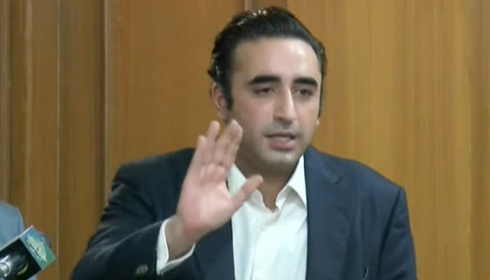 PPP Chairman Bilawal Bhutto Zardari speaking in Quetta on October, 1, 2024. — Screengrab/Geo News