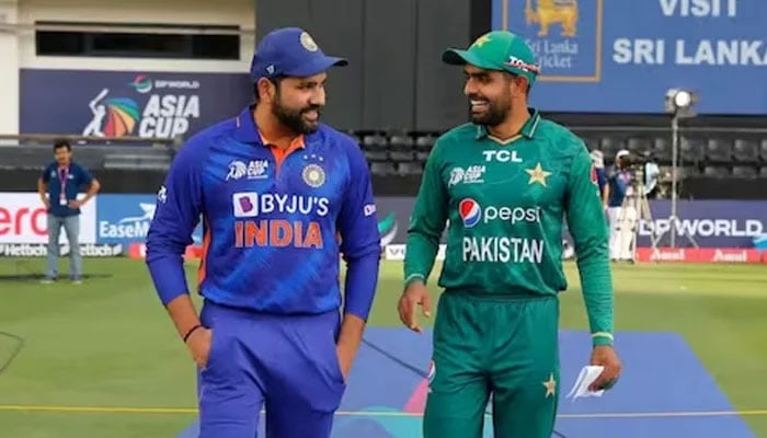 Indias skipper Rohit Sharma (left) pictured alongside Pakistans captain Babar Azam. — ACC/File