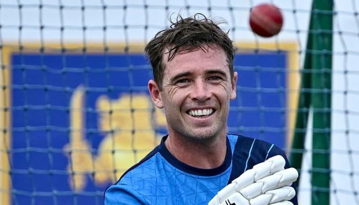 O ex-capitão do time de bola vermelha da Nova Zelândia, Tim Southee, durante uma sessão de treinos para a série de duas partidas contra o Sri Lanka em Galle, Sri Lanka, em 17 de setembro de 2024.