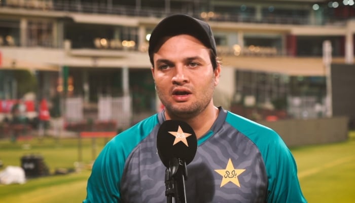 Pakistan spinner Usman Qadir giving interview on April 2, 2022. — Screengrab/ YouTube/ Pakistan Cricket