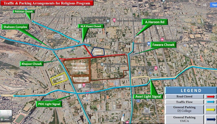 Traffic diversion plan issued by Karachi Traffic Police. — Facebook/karachitrafficpoliceofficial