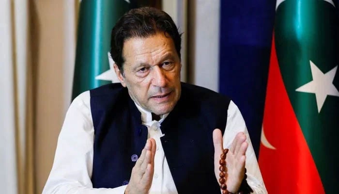 PTI founder Imran Khan, gestures as he speaks with Reuters during an interview, in Lahore, March 17, 2023. — Reuters