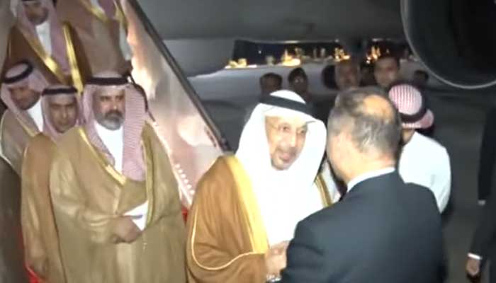 Petroleum Minister Musadik Malik receives Saudi delegation upon arrival in Islamabad on October 9, 2024. — Screengrab via Geo News