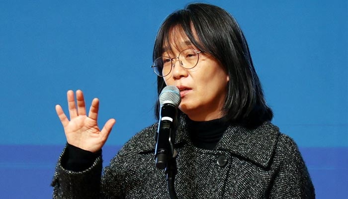 South Korean author Han Kang, the winner of the 2024 Nobel Prize in Literature, makes a speech in Gwangju, South Korea, in this photo taken in 2023. — Reuters