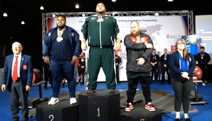 Pakistans top powerlifter, Nooh Butt, winner of Commonwealth Powerlifting Championship in 120kg category. — Reporter