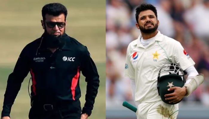 A combination of images showing former Pakistani cricketers Aleem Dar (left) and Azhar Ali. — AFP/Reuters/Files