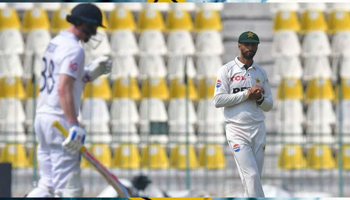 Players from Pakistan and England during first Test at the Multan Cricket Stadium. — PCB