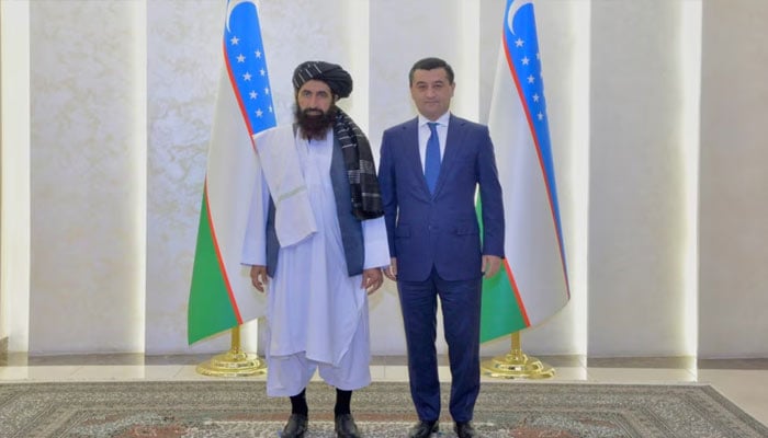 Afghanistan envoy Abdul Ghafar Bahr and Uzbek Foreign Minister Bakhtiyor Saidov pictured at the credentials presenting ceremony in Tashkent, Uzbekistan, October 9, 2024. — Uzbek foreign ministry