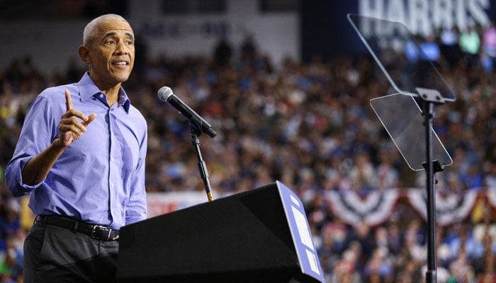 Former President Barack Obama made a passionate case against Donald Trump on Thursday during a campaign rally in Pennsylvania in which he appealed directly to men to reject Trumps bravado and back Vice President Kamala Harris on Oct 10 2024 — Reuters