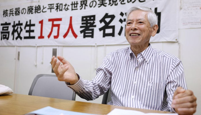 Koichi Kawano, a survivor of the atomic bombing in Nagasaki, speaks to the press after the 2024 Nobel Peace Prize winner was announced, in Nagasaki, Japan, August 11, 2024. — Reuters