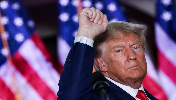 Former US President Donald Trump gestures during an event following his arraignment on classified document charges, at Trump National Golf Club, in Bedminster, New Jersey, US, June 13,2023. — REUTERS