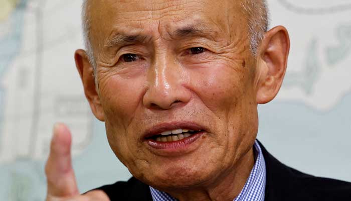 Japan Confederation of A- and H-Bomb Sufferers Organisations (Nihon Hidankyo) co-chair Toshiyuki Mimaki gestures as he speaks during an interview with Reuters on the following day of Nihon Hidankyo winning the 2024 Nobel Peace Prize, in Hiroshima, western Japan, October 12, 2024. — Reuters