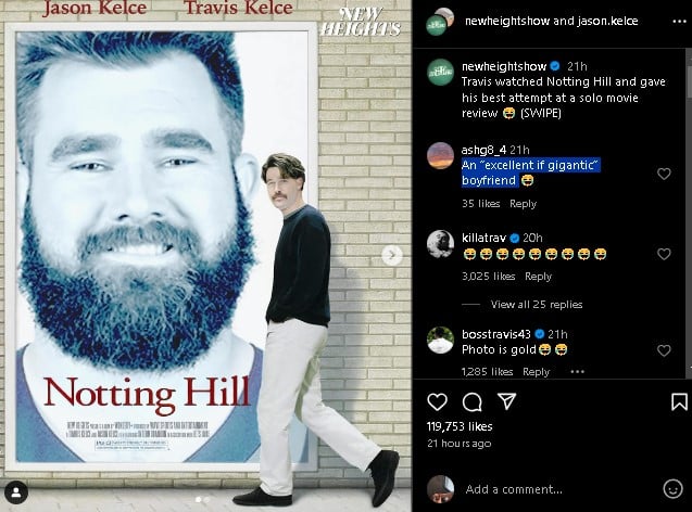 Travis Kelce, Jason feature in Julia Roberts Notting Hill poster after hilarious mix-up