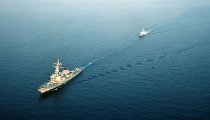 Ships of Pakistan Navy and US Navy during bilateral exercise in North Arabian Sea on October 12, 2024. — Facebook/ @DgprNavy