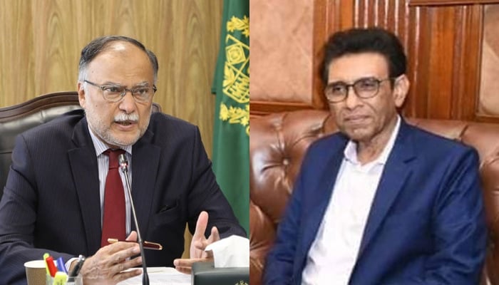 Federal Minister for Planning, Development and Reform Ahsan Iqbal (left) and Muttahida Qaumi Movement-Pakistan (MQM-P) Convener Dr Khalid Maqbool Siddiqui. — Facebook/ Dr. Khalid Maqbool Siddiqui/ Ahsan Iqbal/File