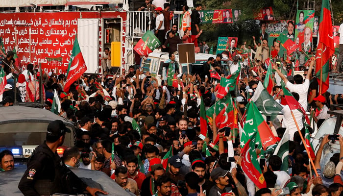 A general view of PTIs rally in Lahore, on October 28, 2022. — Reuters